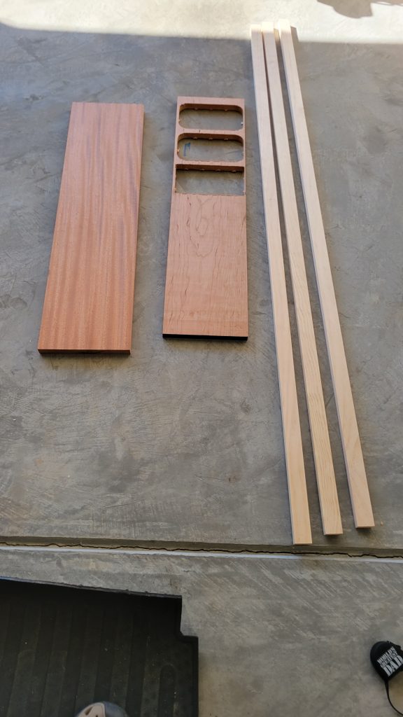 Hardwood selected for the top and shelves.