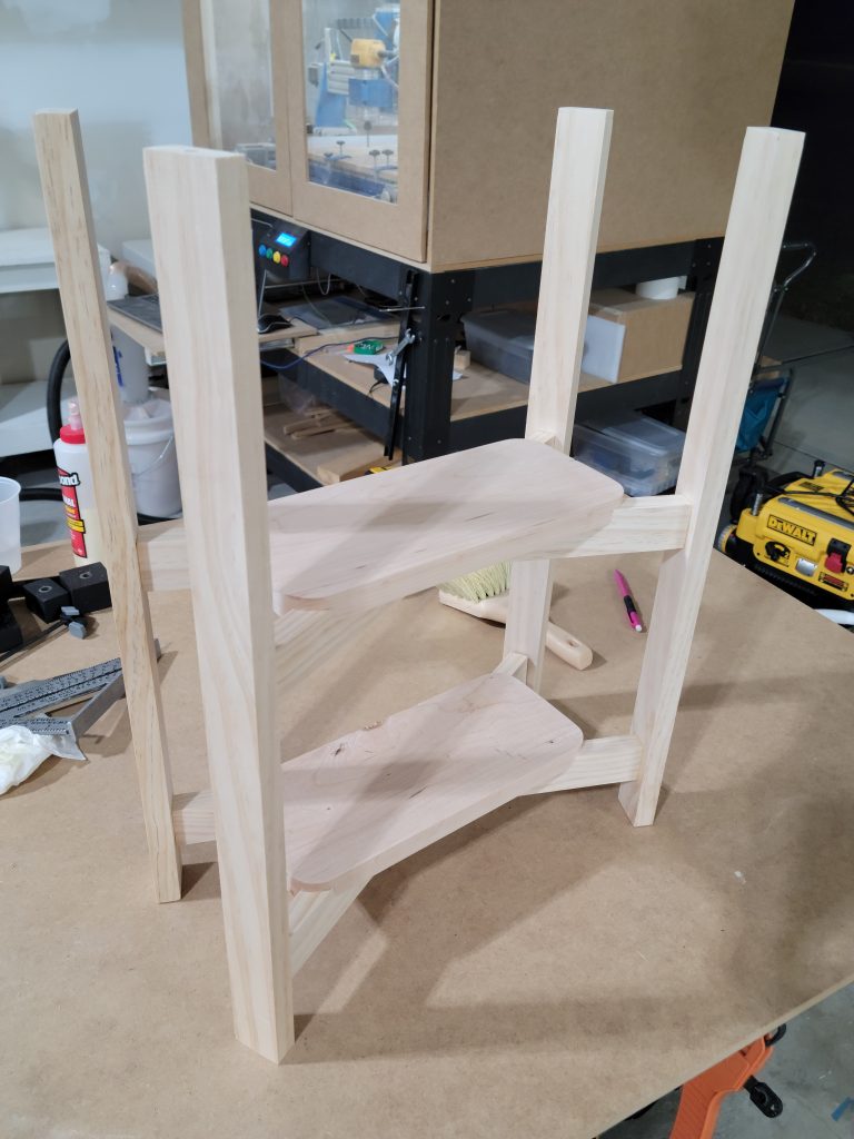 Angled half-lap frame coming together.