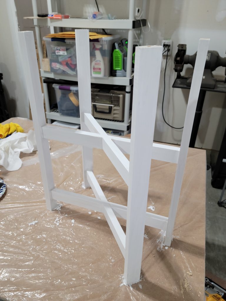 Half-lap frame checked before finishing.