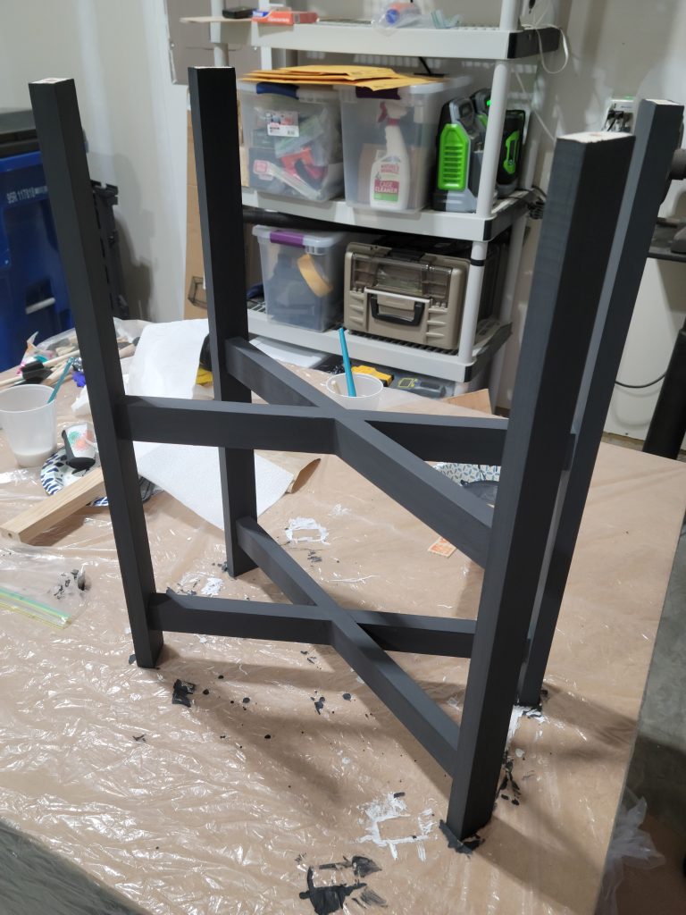 Black-painted frame after assembly.