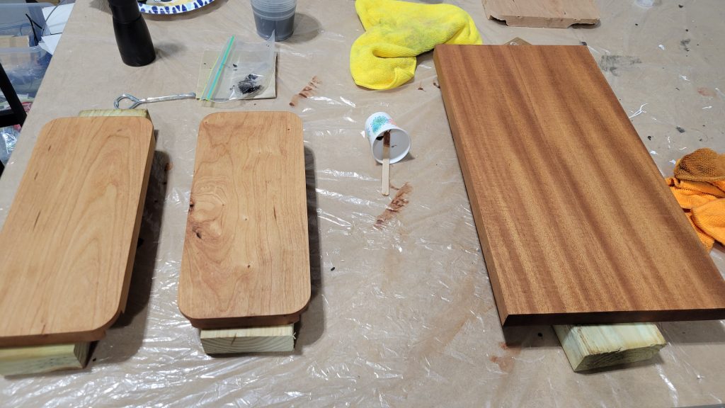 Top and shelves curing after finish.