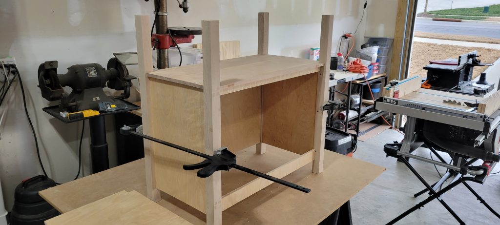 Case parts clamped for alignment.