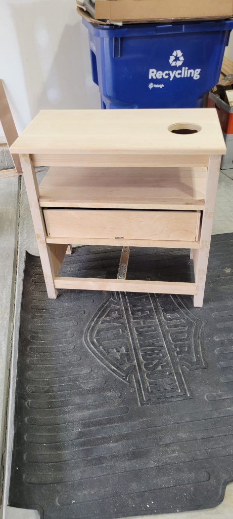 Drawer fronts installed before paint.