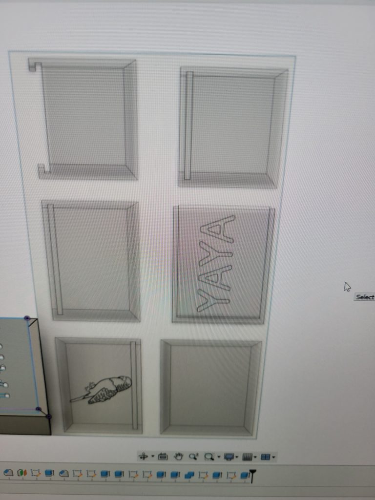 Fusion 360 model showing the recipe box parts and sliding lid layout
