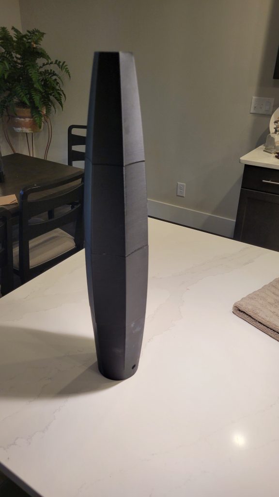 Lamp body test fit on the entry table before finishing.