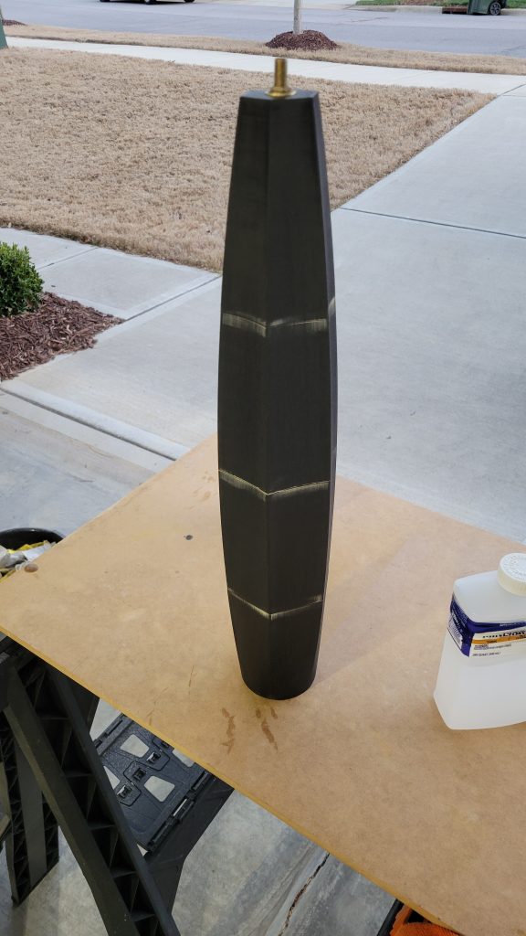 Lamp body sanded after the seam filling stage.